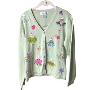 That Sweater Embellished Cardigan Medium Cottage Core Floral Dress Form Knitwear